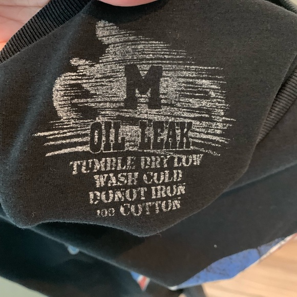 Oil Leak Triumph motorcycle shirt vintage style black Medium - Picture 2 of 4